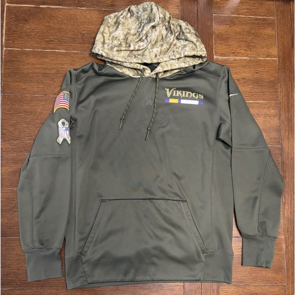 Nike Minnesota Vikings Salute to Service Hoodie M Olive Green USA NFL Dri-FIT
